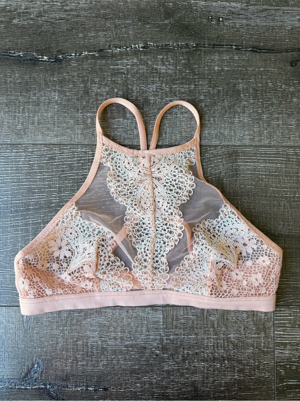 Victoria's Secret Body by Victoria High-Neck Lace Bralette - Nude - Size XS
